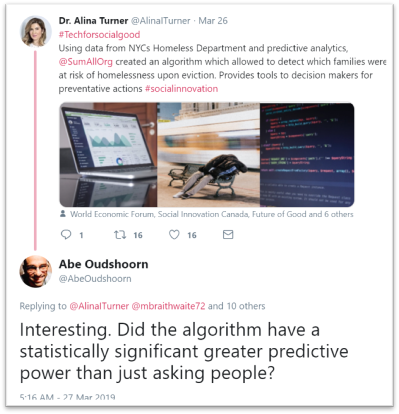 Twitter exchange between Alina Turner and Abe Oudshoorn