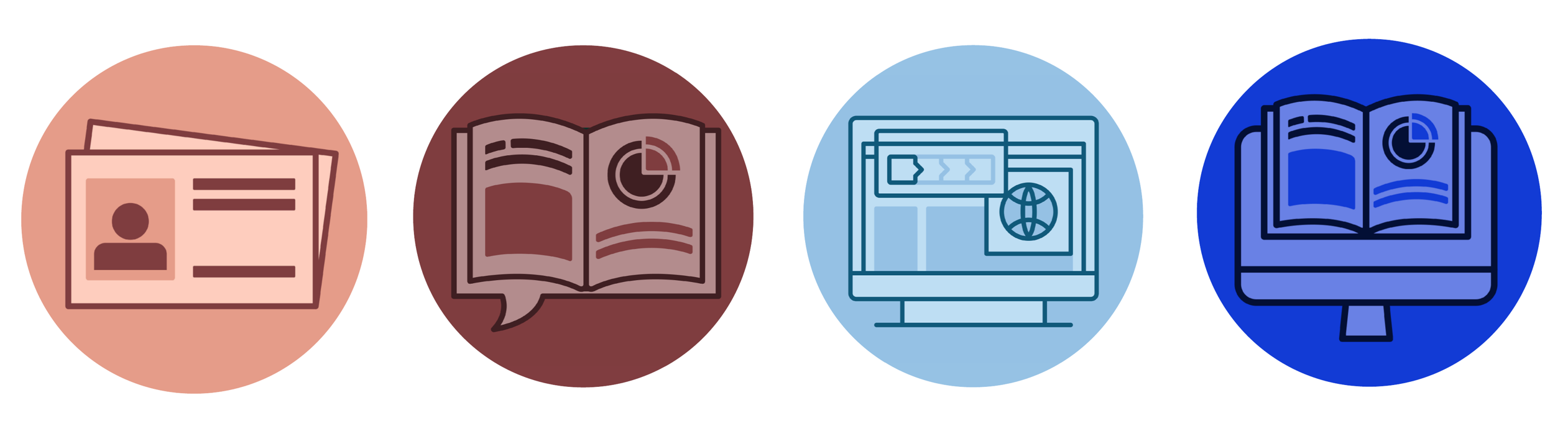 illustrative and colourful icons of the features of the site