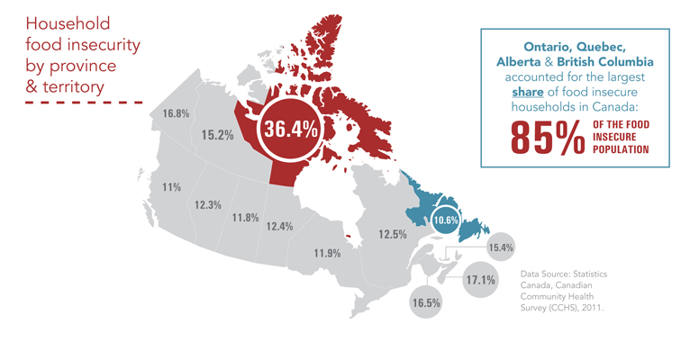 Household food insecurity by province & territory